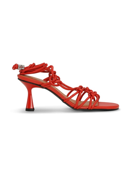 Ganni Shoes - Ganni Red Knotted Strap Mid-Heel Sandal